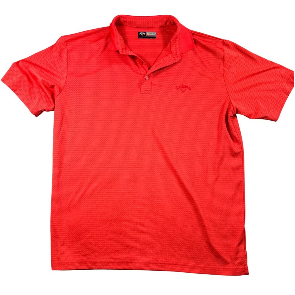 Callaway Opti-Dri Mens Large Red Textured Mesh Golf Polo‎ Shirt Short Sleeve EUC